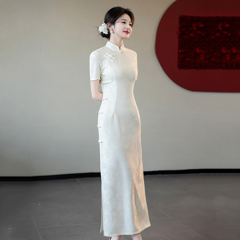Elegant Chinese trend women's cheongsam dress, sequined dress, student dress, lady dress, wedding dress, veil dress Specification image