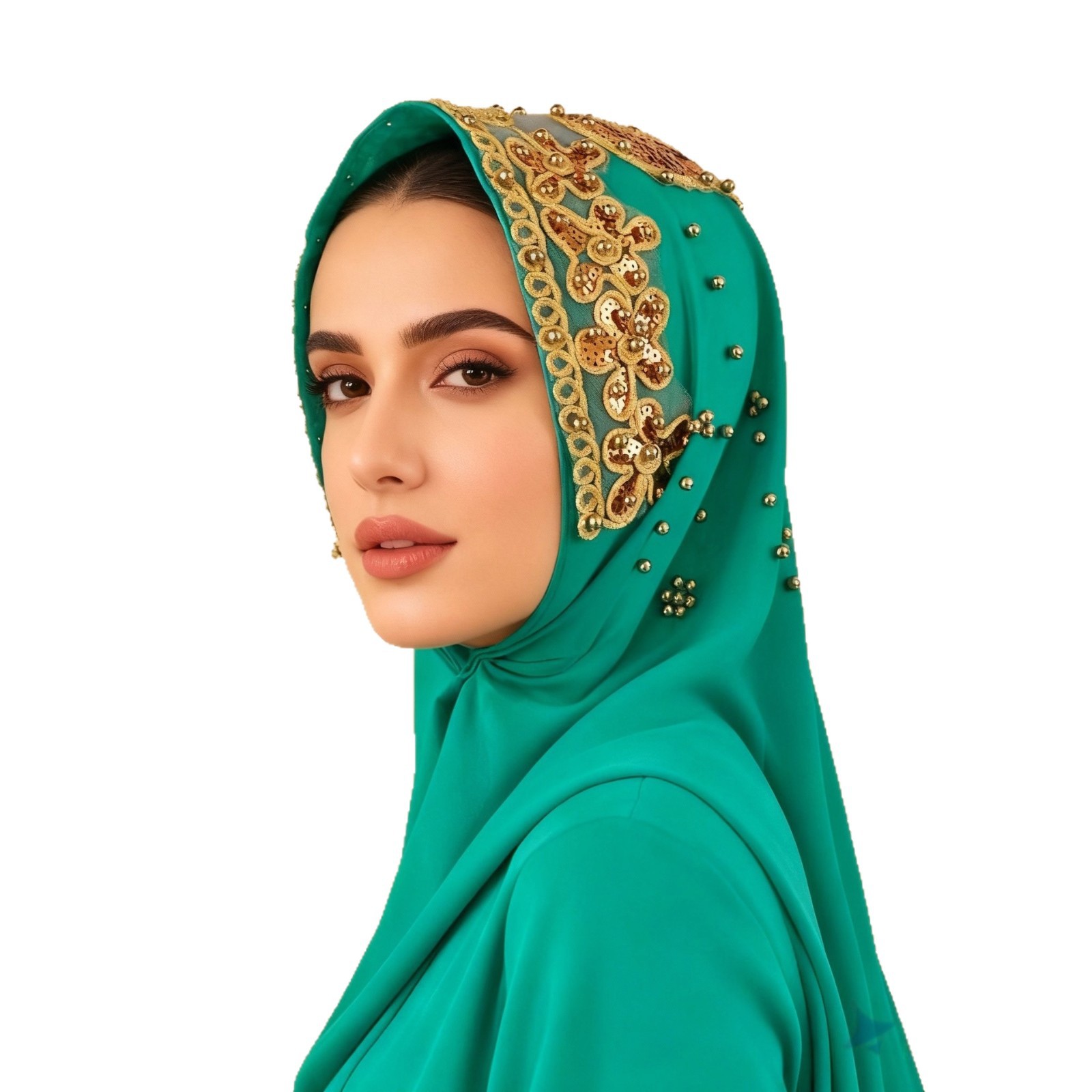 A107 New Ethnic-style headscarf, pearl chiffon, beaded long scarf, cross-border manufacturer, headscarf for export with rolled edges Item Picture