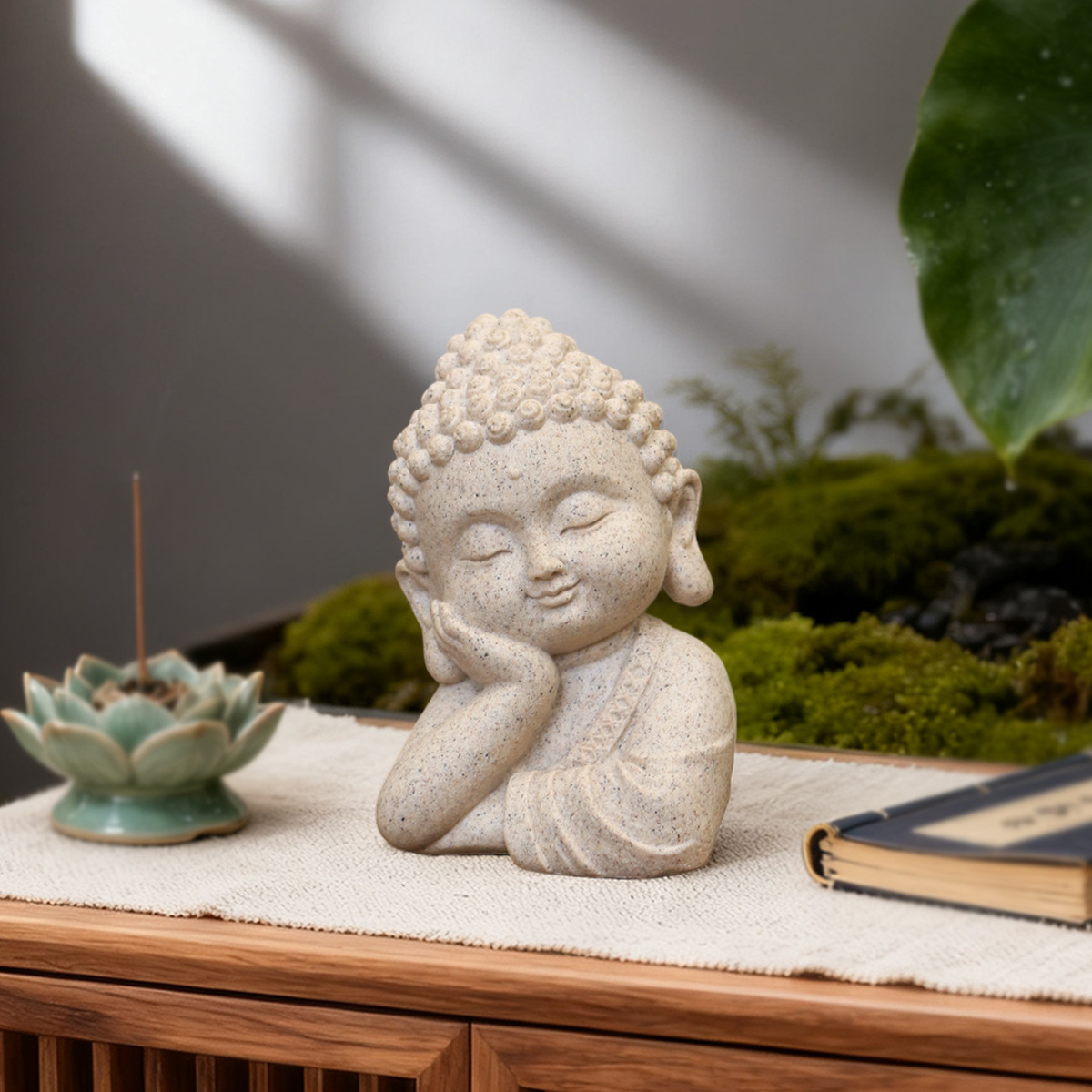 New Amazon imitation stone sleeping posture Buddha statue figurines, home desktop decorations, resin garden ornaments and handicrafts Application Scenario