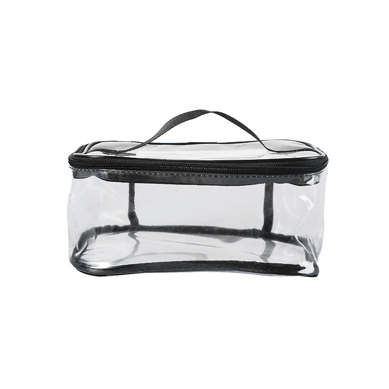 Transparent PVC toiletry bag, multi-functional cosmetics hand-held storage bag, travel large-capacity waterproof toiletry zipper bag Item Picture