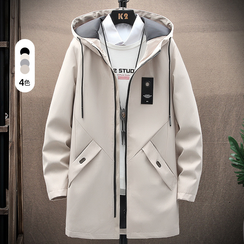 New men's spring and autumn collection: Casual, versatile and elegant mid-length trench coat for men, Korean-style trendy jacket for men