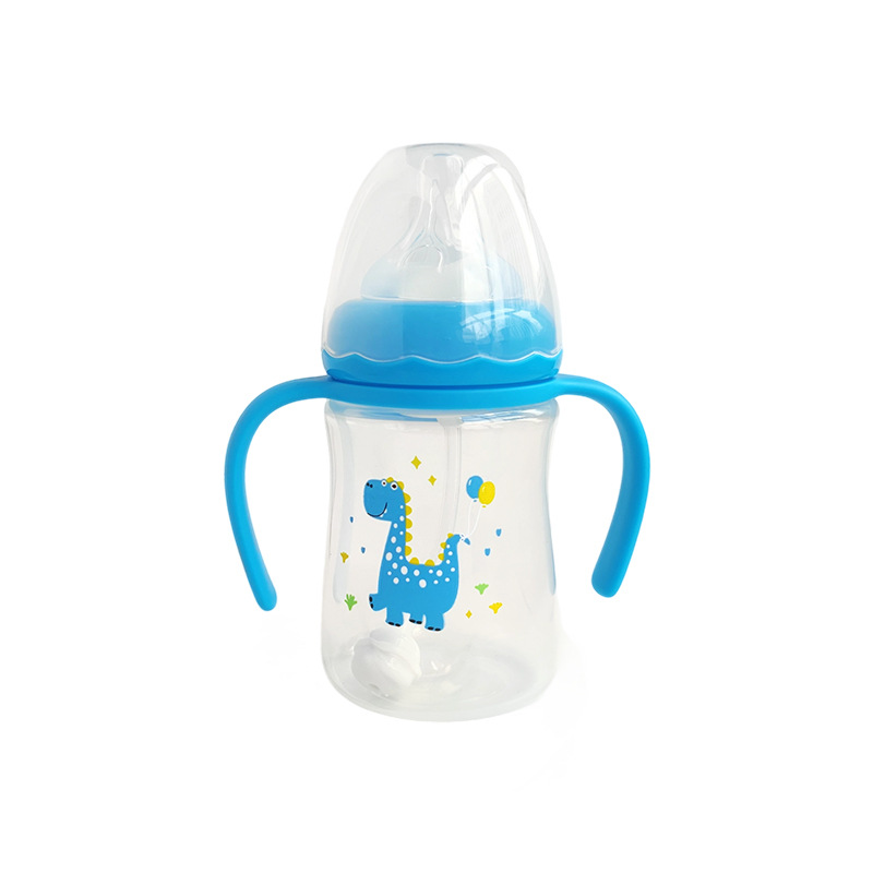 跨境奶瓶pp带柄标口婴儿奶瓶210ml270mlpp塑料奶瓶母婴用品批发白底实物图