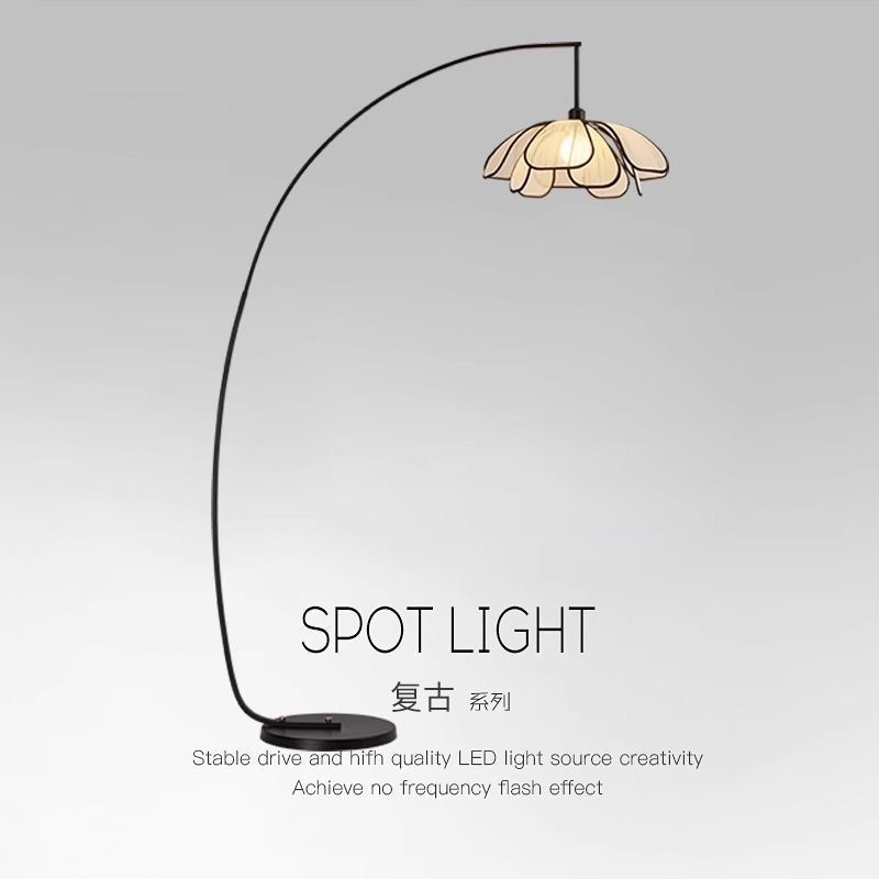 Wabi-sabi American petal retro designer Nordic style floor lamp, living room Chinese art villa homestay fishing lamp Specification image