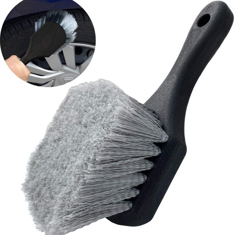Grey short-handled car Tire Brush cleaning brush short-handled brush tire hub car wash brush Wheel Tire Brush