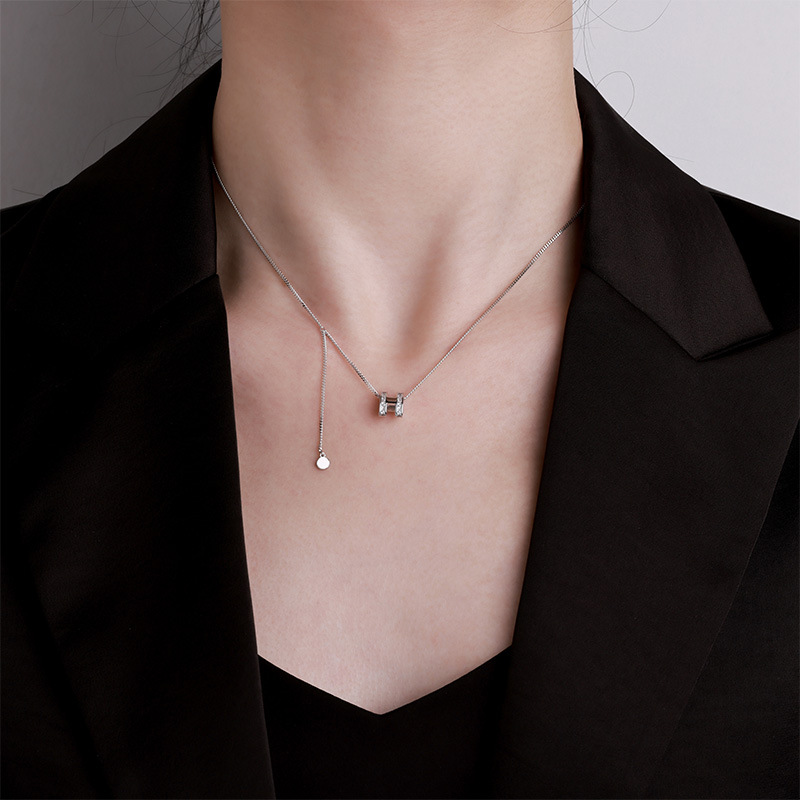 S925纯银法式百搭高级感项链女小众设计感ins风轻奢H字母毛衣链