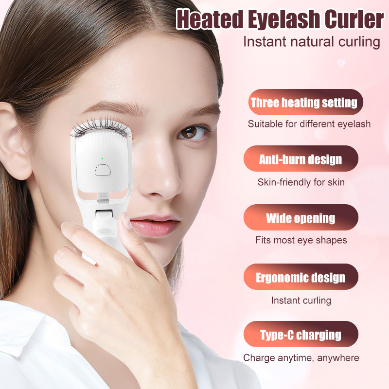 shanilak electric eyelash curler, an electric rechargeable eyelash curler, features intelligent temperature control for rapid heating and long-lasting curling of sun eyelashes