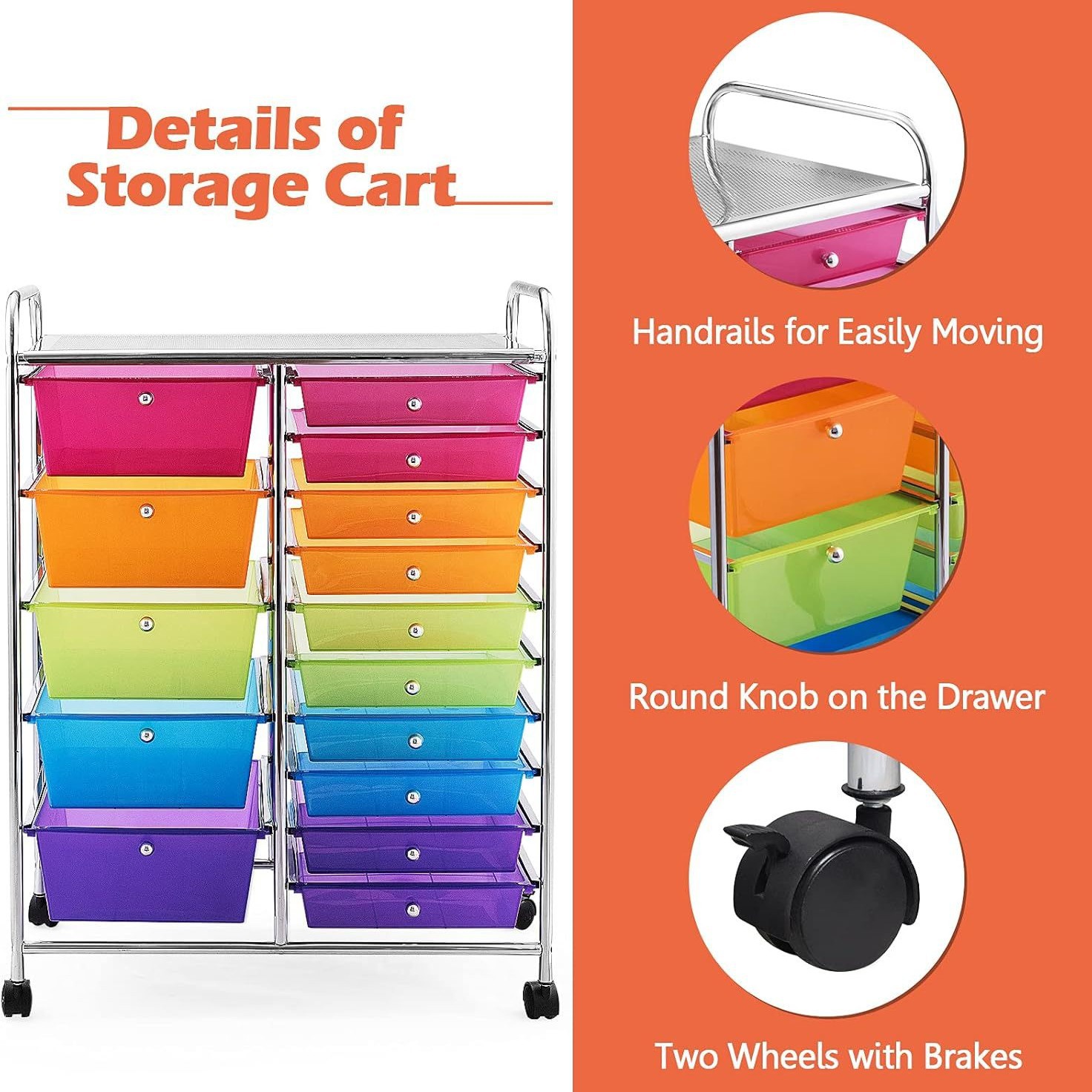 Trolley storage rack, drawer-type small trolley, dust-proof, movable storage, snack dust-proof storage, drawer-type storage details Picture