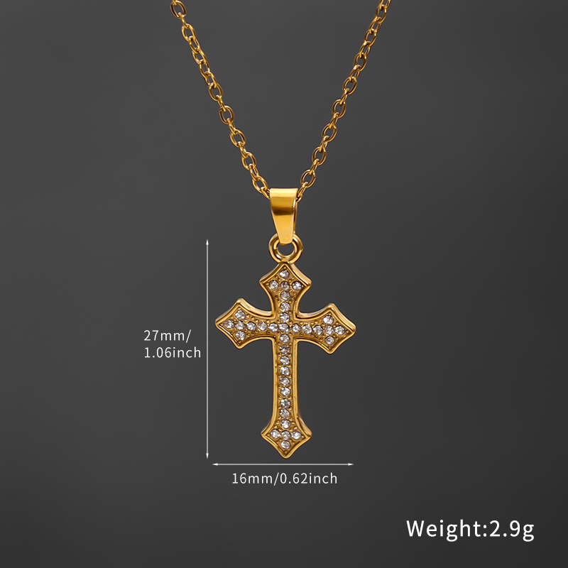 Hot-selling stainless steel cross full diamond necklace, a niche design for women, fashionable and simple, 18K non-fading titanium steel lock Application Scenario