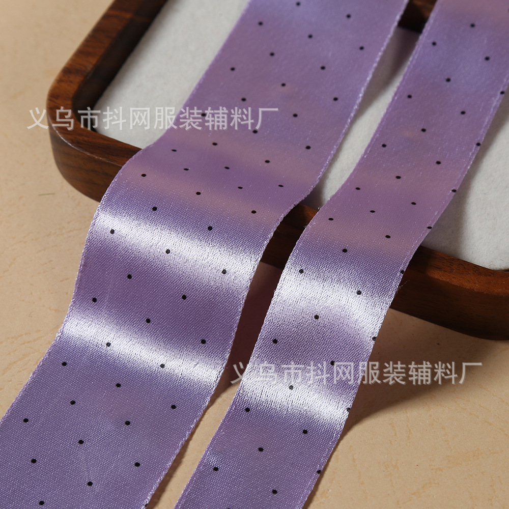 2.5cm-4cm onda punto cinta de satén de color accesorios de pelo DIY arco tocados cinta caja de regalo embalaje cinta material Specification image