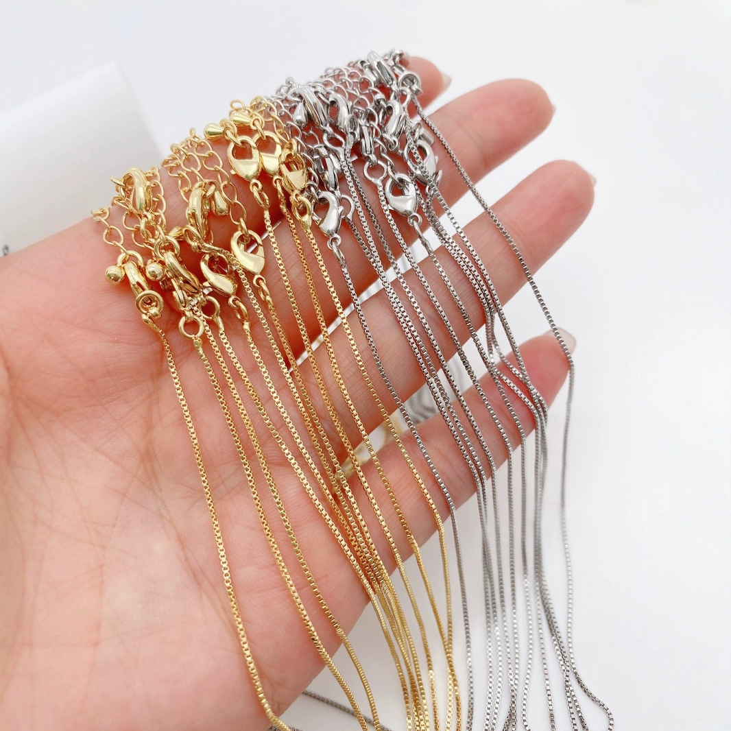 Box chain, real gold electroplated color-preserving diy jewelry chain, versatile for commuting, in stock, factory wholesale Application Scenario