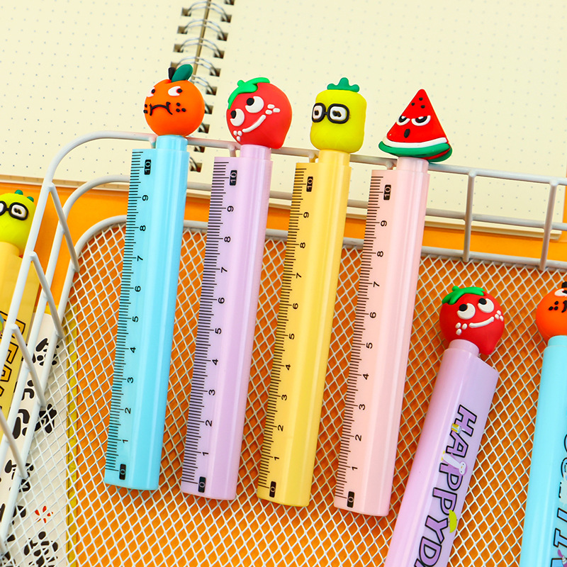 Creative ruler gel pen, high appearance level, fruit series ruler pen, clear scale, black signature pen and gel pen on the ruler body Application Scenario