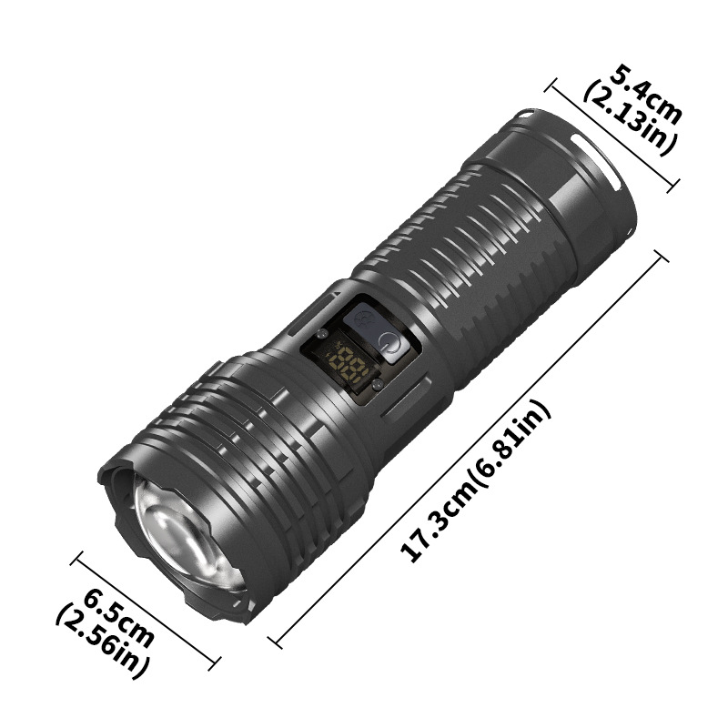 Cross-border new 60W+30LED multi-functional digital display strong light portable lamp XHP360+30LED flashlight Item Picture