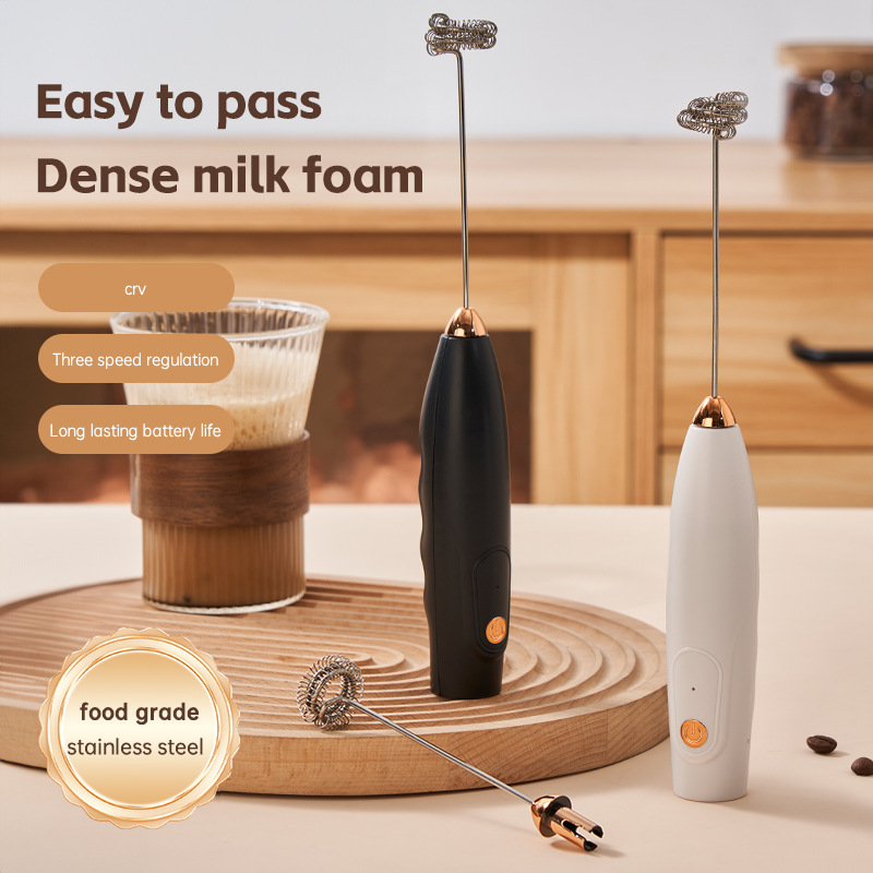 USB充电手持咖啡奶泡器电动榨汁机白色便携式家用