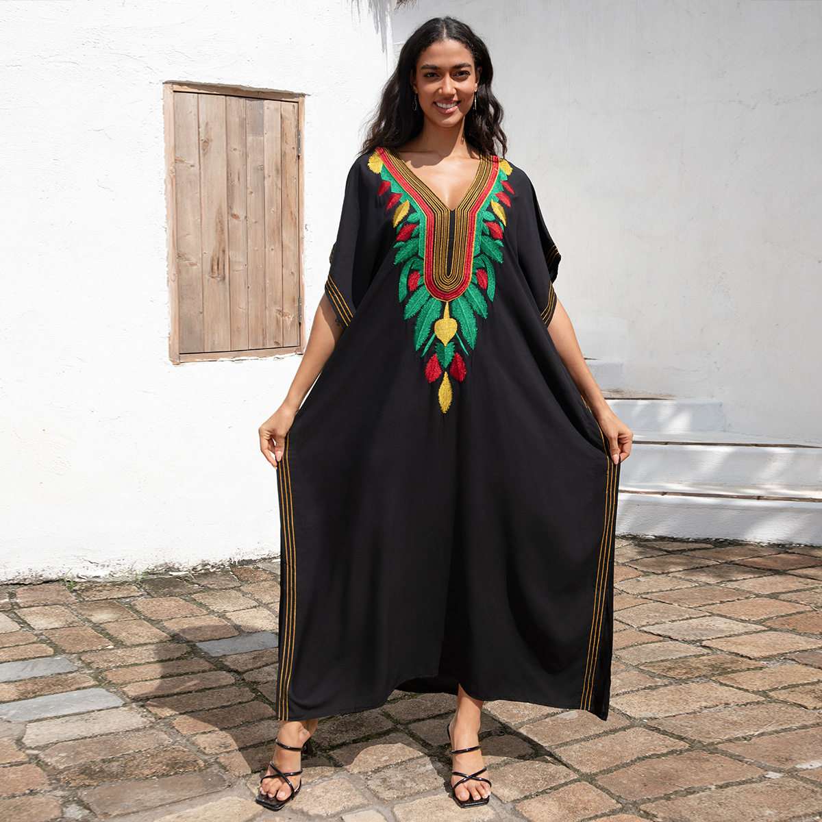 沙滩罩衫度假连衣裙长袍跨境L4065L