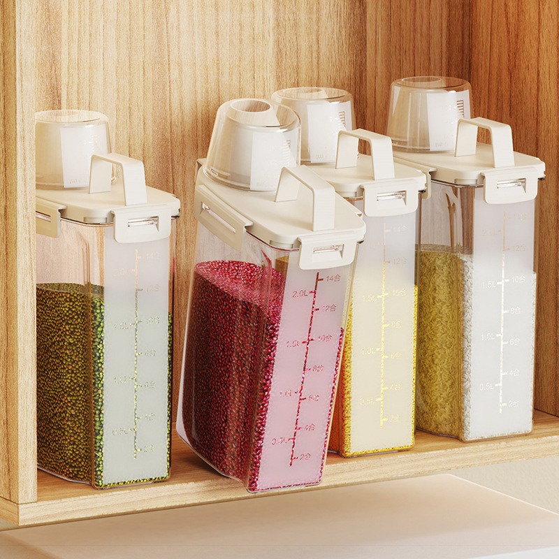 Five-grain noodle storage box, food-grade plastic kitchen storage jar for grains, bean jar, sealed jar Application Scenario