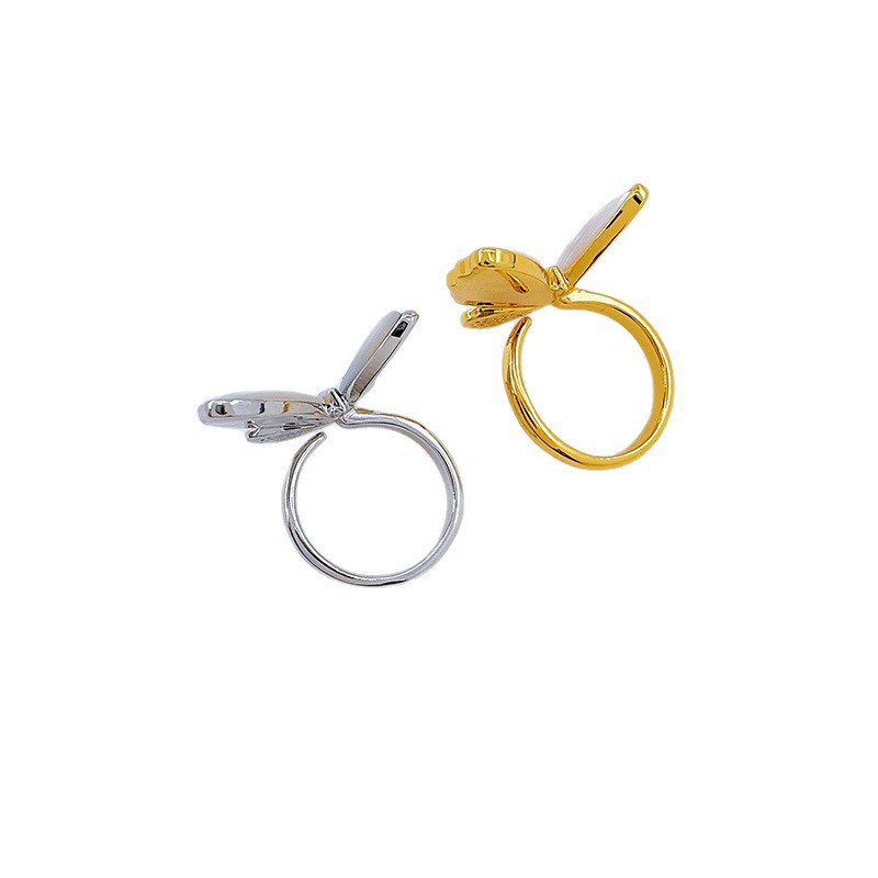 Bai Ling's InS-style mother-of-pearl dynamic butterfly ring, a stylish and fashionable ring with a high-end feel and a simple yet unique style Item Picture