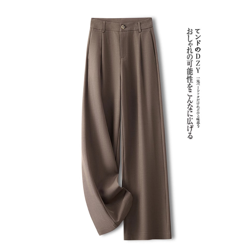 Grey wide-leg pants for women Spring/Autumn 2025 new high-waisted, slimming, loose, petite suit straight-leg trousers Specification image