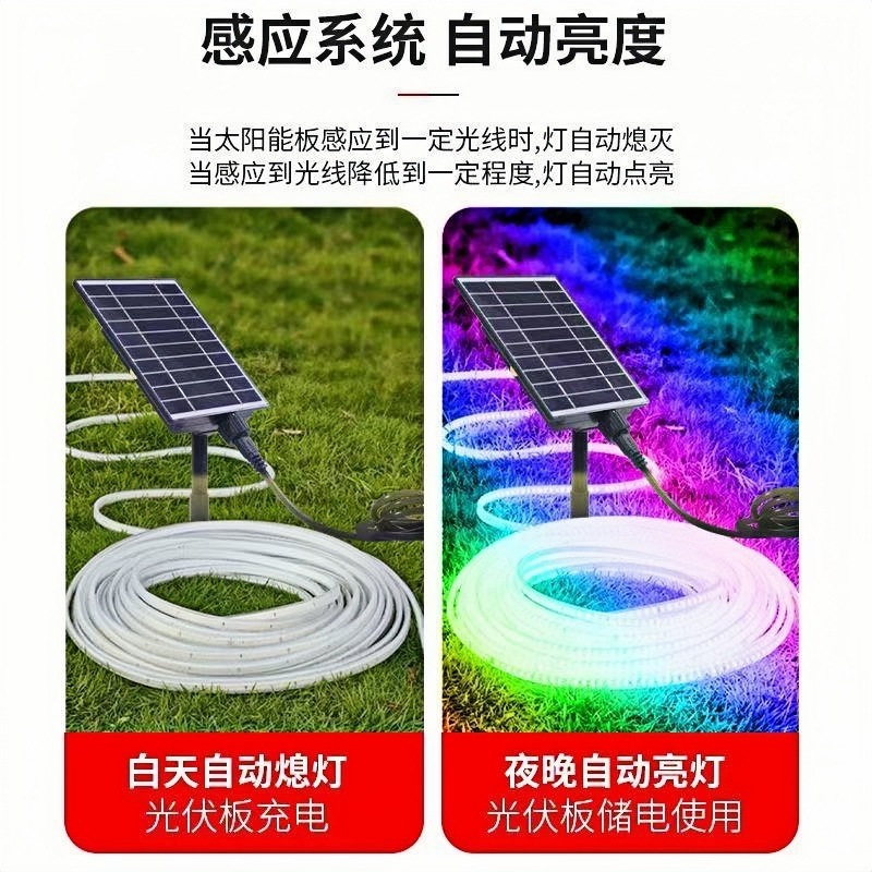 New solar-powered seven-color outdoor waterproof ultra-bright garden lights, atmosphere exterior wall color-changing light strips, horse-running led Application Scenario
