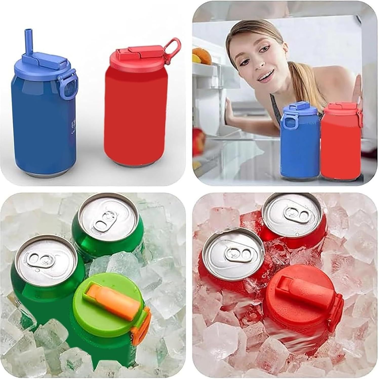 Douyin's best-selling foldable can, straw, one-piece overflow seal cap, cola and Sprite bottle cap, cup cap Specification image