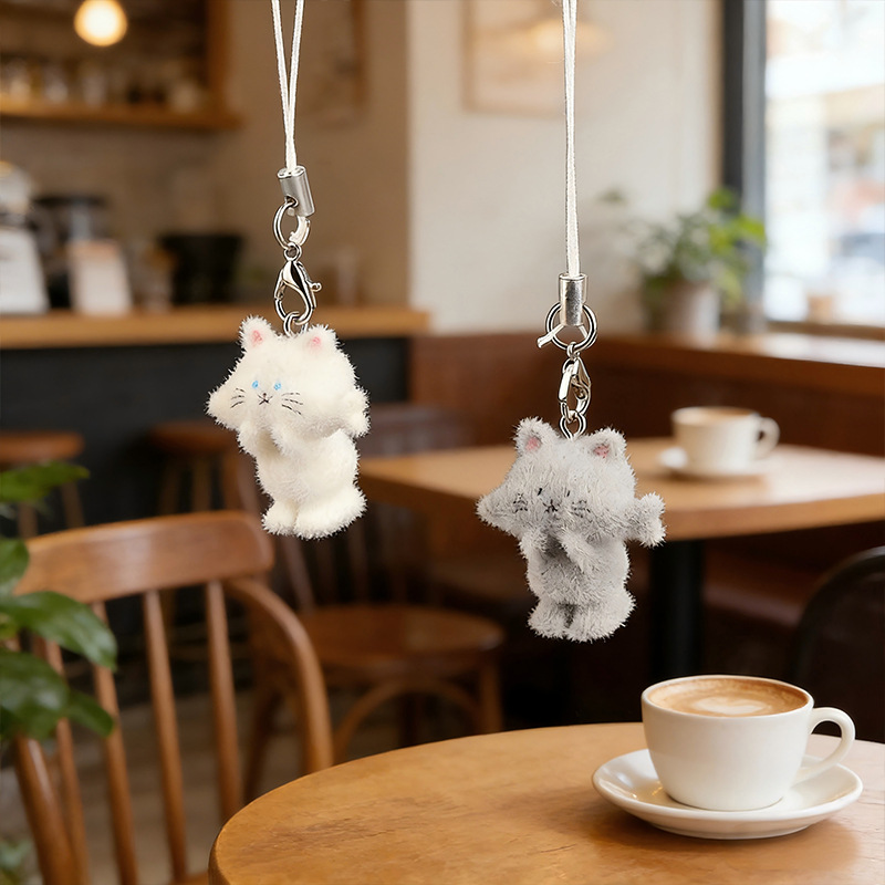 Plush resin, cute cat keys, mobile phone chains, fun cartoon mini bags, pendants, cross-border best-selling accessories Specification image