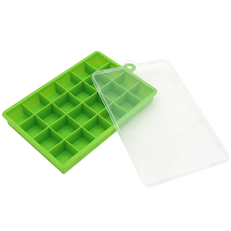 24-compartment silicone ice cube tray with lid, food-grade square ice cube film, easy demolding, ice box, ice maker, ice cube mold Specification image
