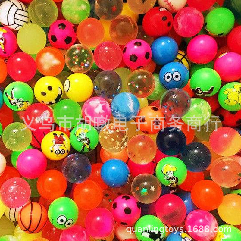Wholesale of small solid bouncing toys for children, 27mm gashapon machine accessories, bouncing balls at street stalls details Picture