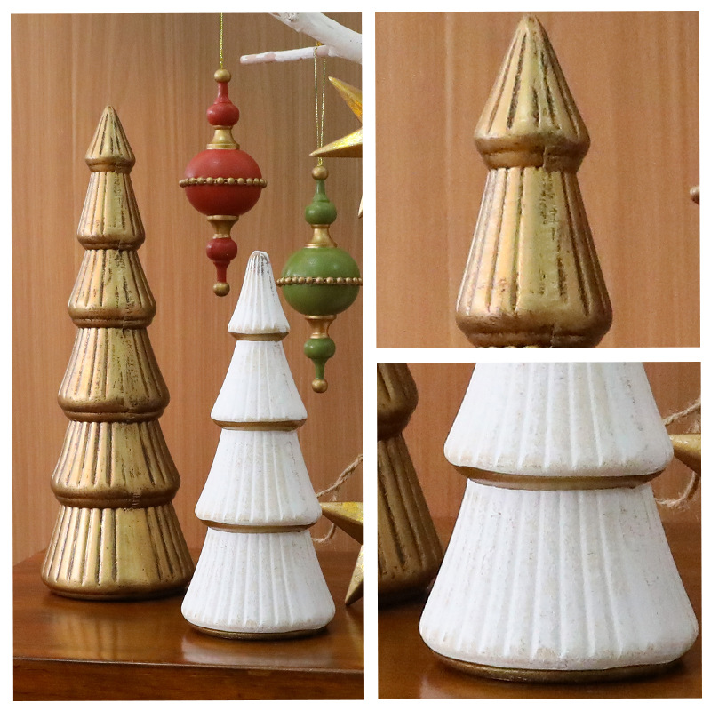 Nordic mini Christmas tree wooden ornaments, Christmas indoor table window decorations, golden Christmas tree displays Application Scenario