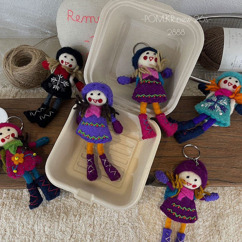 New Nepalese handcrafted wool felt girl fairy pendant, creative design for schoolbag and backpack pendant, ins gift details Picture