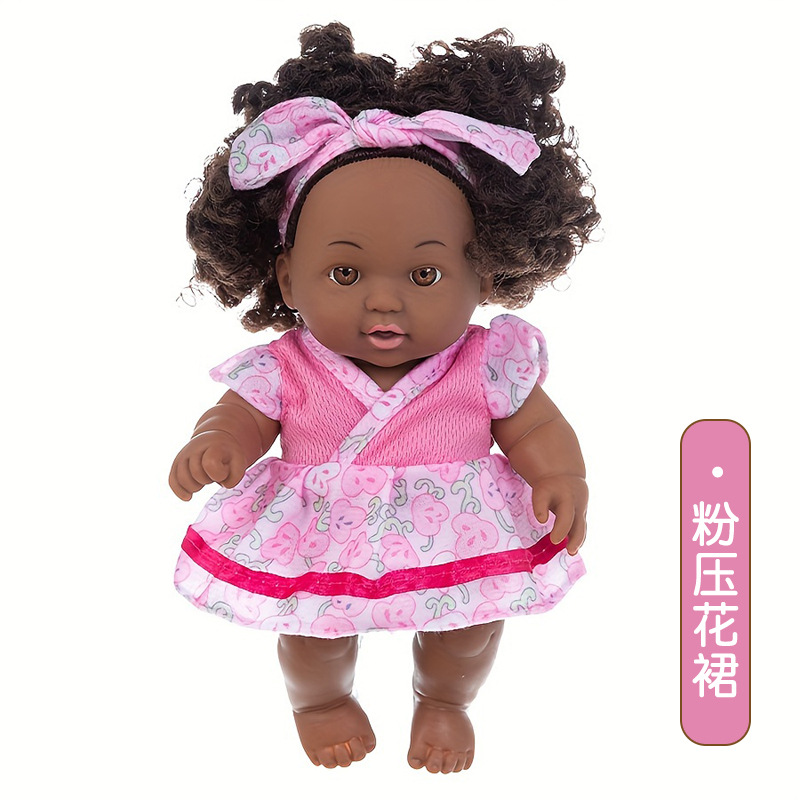 8-inch African black doll, cute plush toy, soothing doll, vinyl rebirth doll, foreign trade children's toy Application Scenario