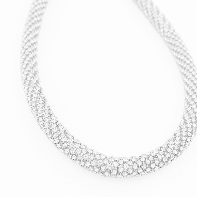 Cross-border exaggerated, individualistic, luxurious, wrapped rhinestone elastic necklace with innovative design sense, full of shiny rhinestones and small diamonds necklace Specification image