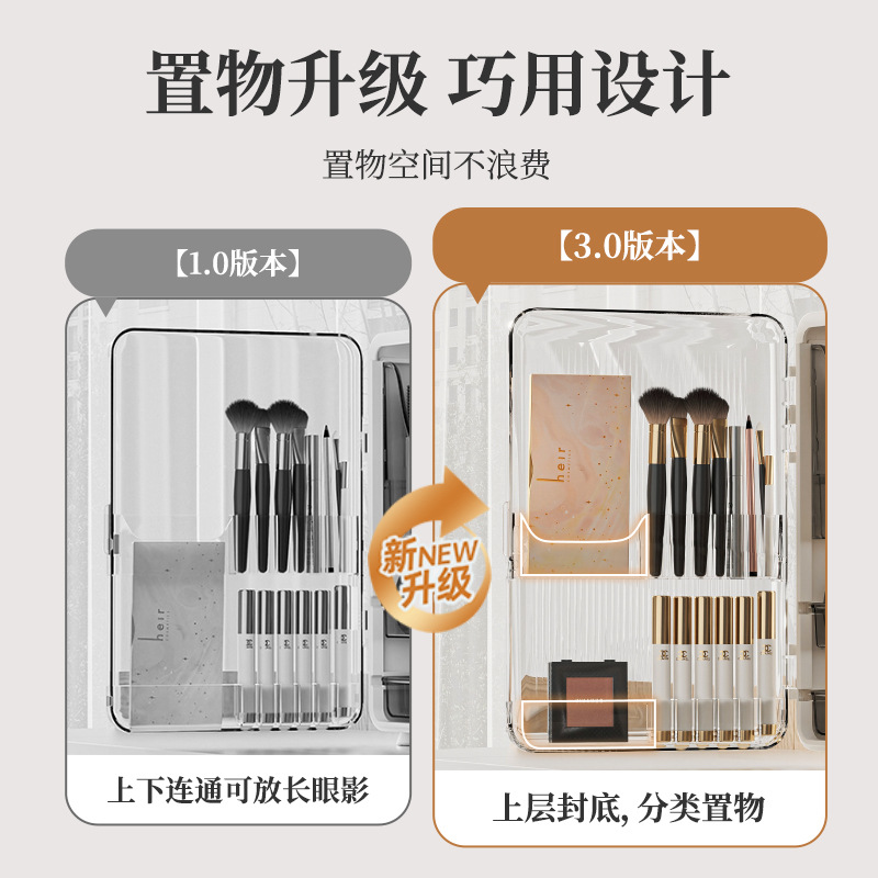 Light luxury large-capacity skin care product storage cabinet, desktop lipstick box storage box, dressing table dust-proof cosmetics storage box details Picture