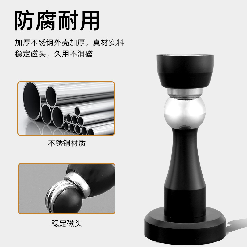 Wholesale stainless steel hydraulic door stop 304 anti-collision buffer silent strong magnetic door to hit bathroom wall and bedroom door stop details Picture