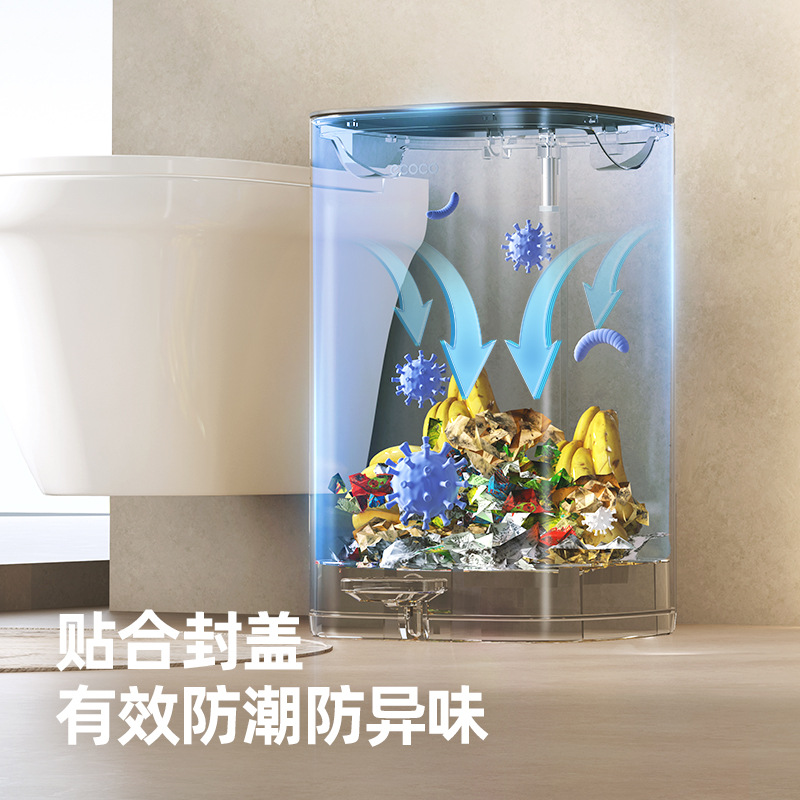 Yike Light luxury foot pedal square thin-lid trash can with lid for kitchen, living room, bedroom, bathroom and wastebasket details Picture
