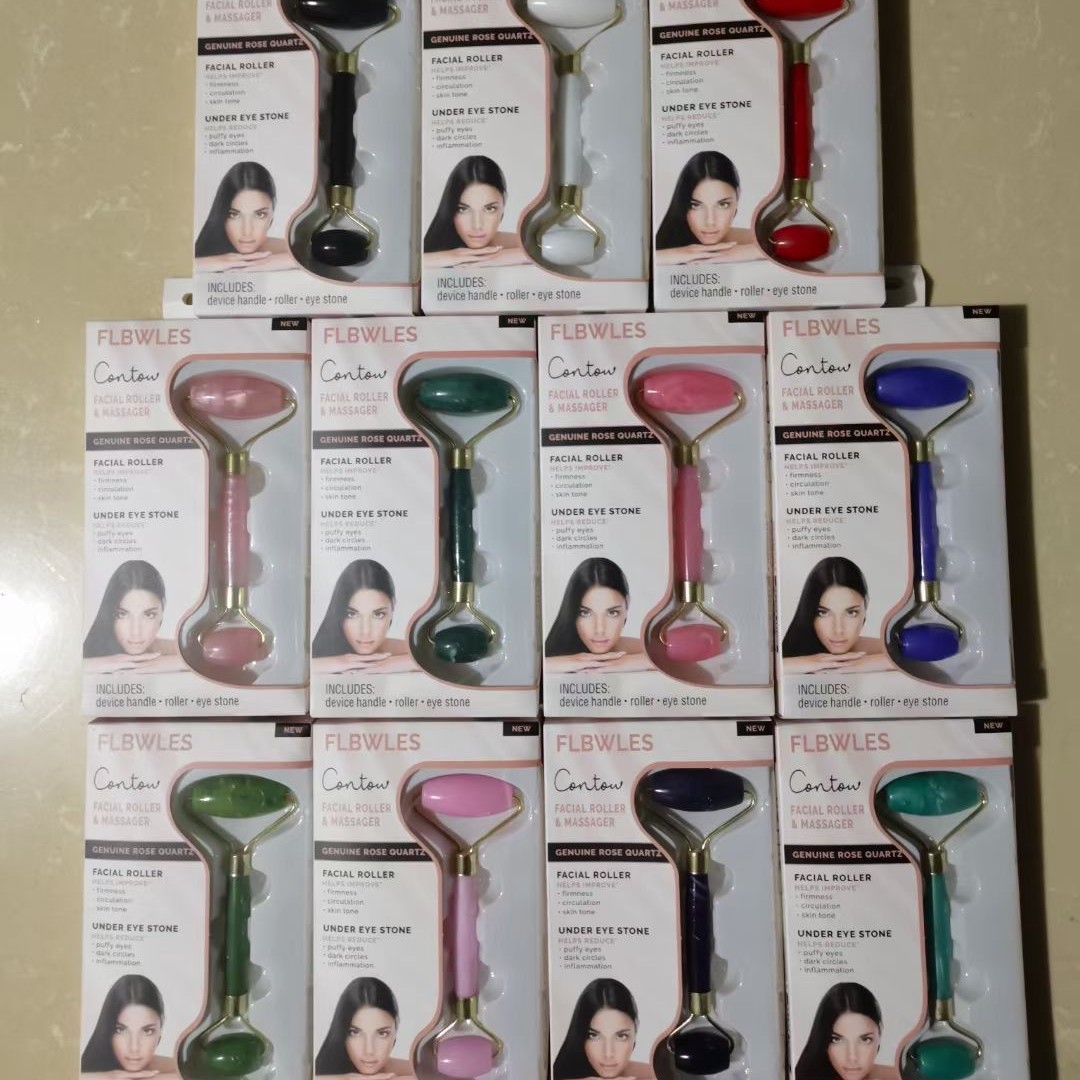 仿玉石滚轮美容仪面部按摩刮痧器树脂滚轮棒