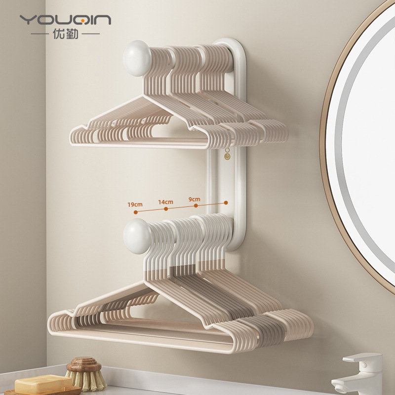 Hanger storage wonder, no need for drilling, balcony wall-mounted multi-functional organization rack, household clothes drying rack, telescopic storage hanger
