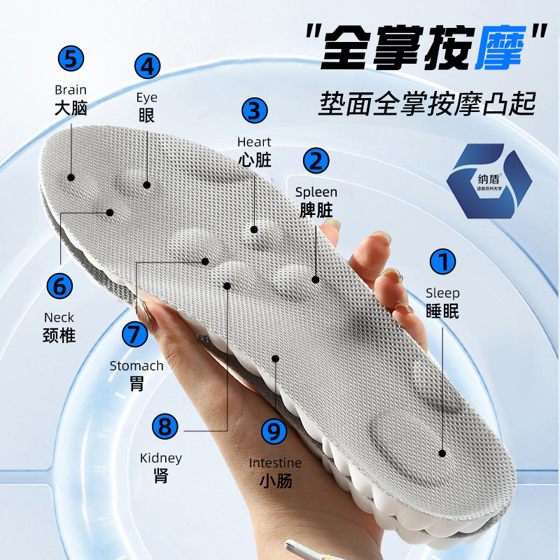 Sports shock-absorbing insoles, anti-odor pu cloud, no fatigue after standing for a long time, military training special, super soft, sweat-absorbing and breathable basketball details Picture