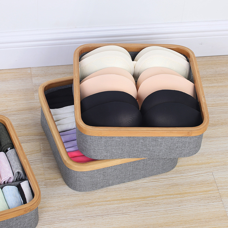 Bamboo-Framed Fabric Storage Basket, Multi-Functional Compartment-Organized Basket, Available In Multiple Sizes And Foldable Specification drawing
