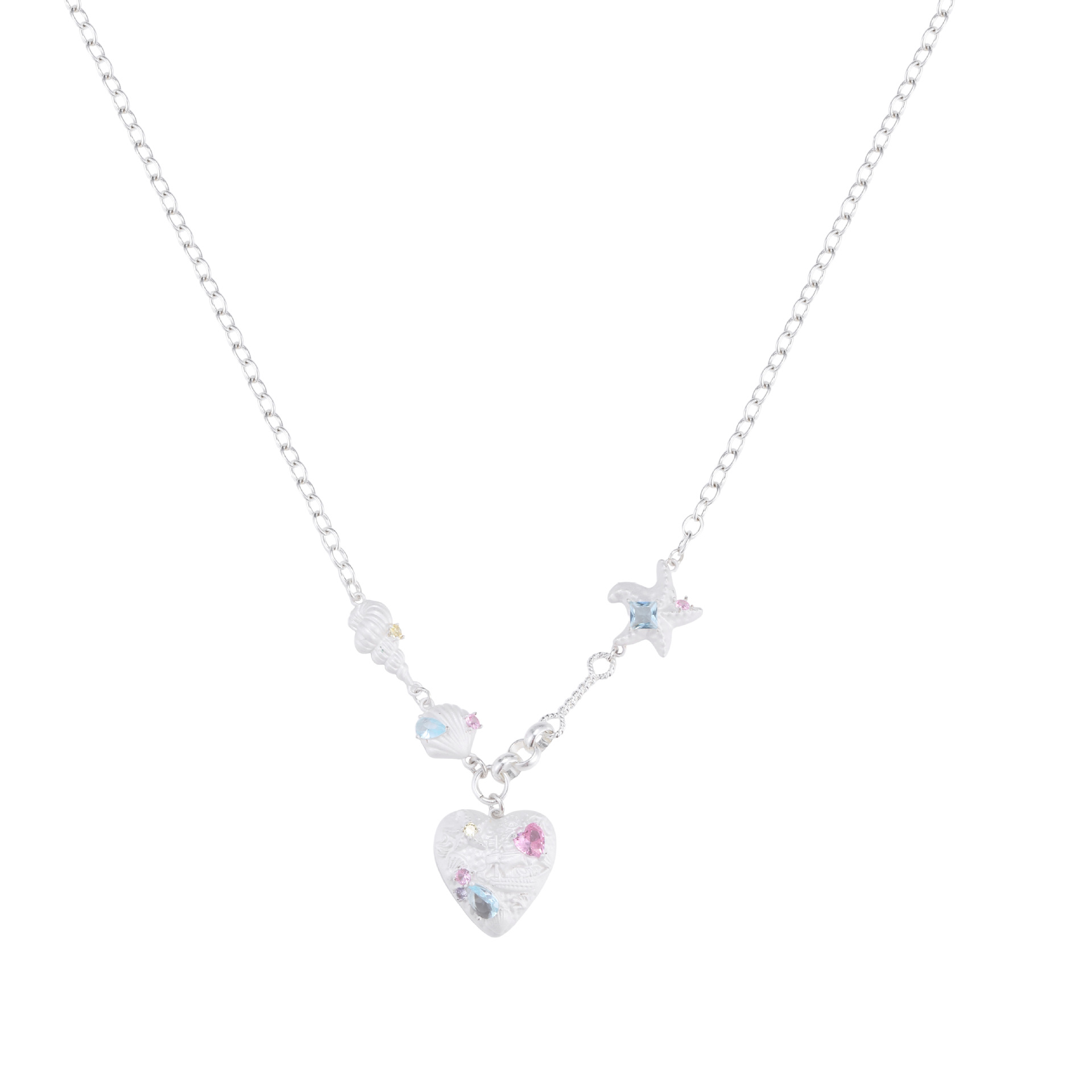 Tidal Star Shell Heart Necklace for women's summer vacation style, sweet original design, high-end, exquisite and light luxury collarbone chain Item Picture