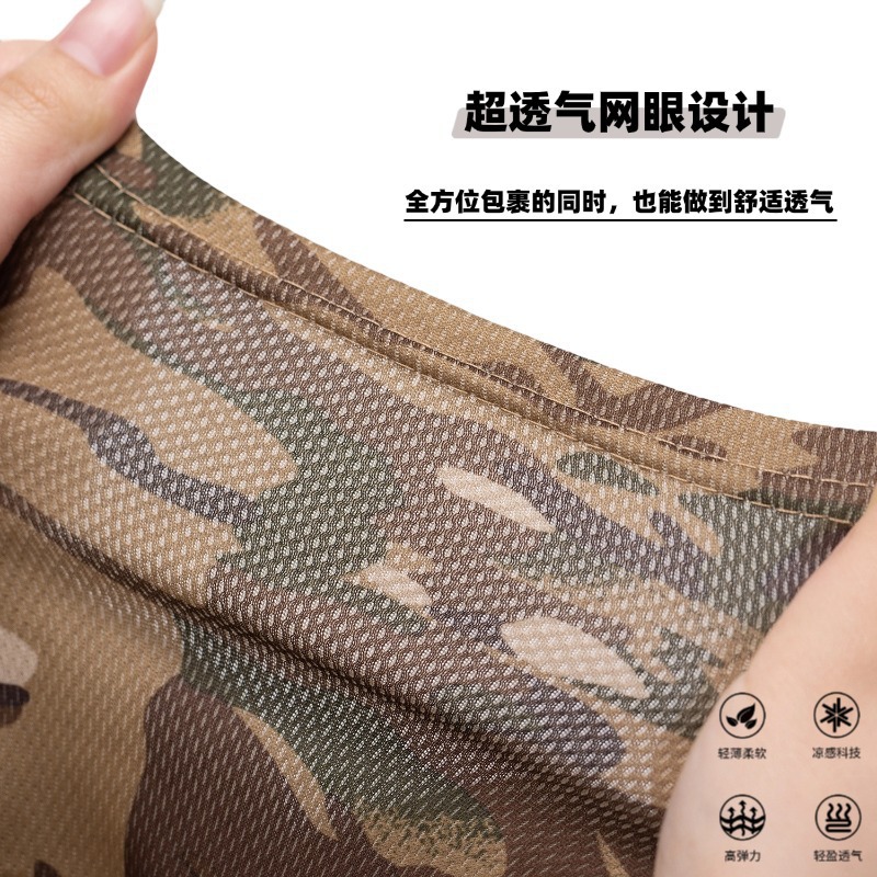 Sunshade round-edge hat head cover set, camouflage sun protection Penney hat, outdoor mountaineering windproof fisherman hat, cycling face mask Specification image