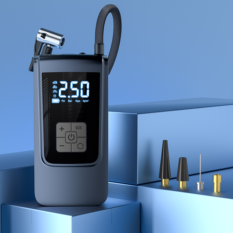 New portable car air pump, intelligent digital display air pump, bicycle tire, basketball electric air pump cylinder full figure