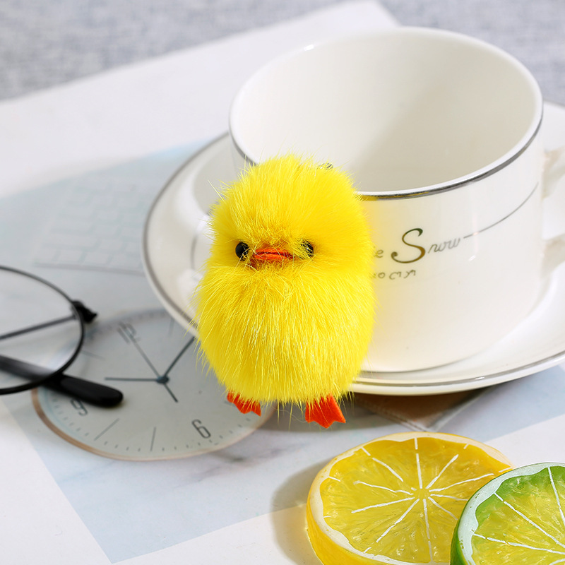 Ins真狐狸毛小黄鸭毛绒钥匙扣挂件女生包包钥匙挂饰（质量好）产品图