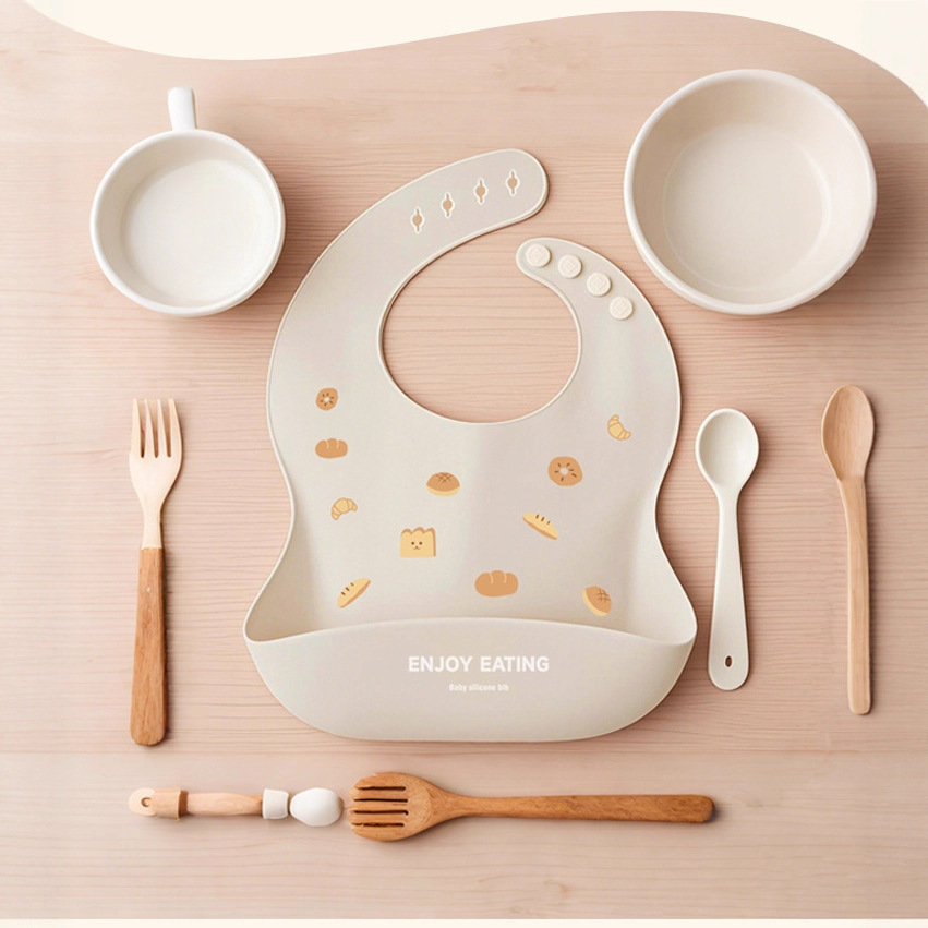 婴童婴儿硅胶围兜柔软防水可水洗婴儿围兜易于清洁适合婴儿进食禾果