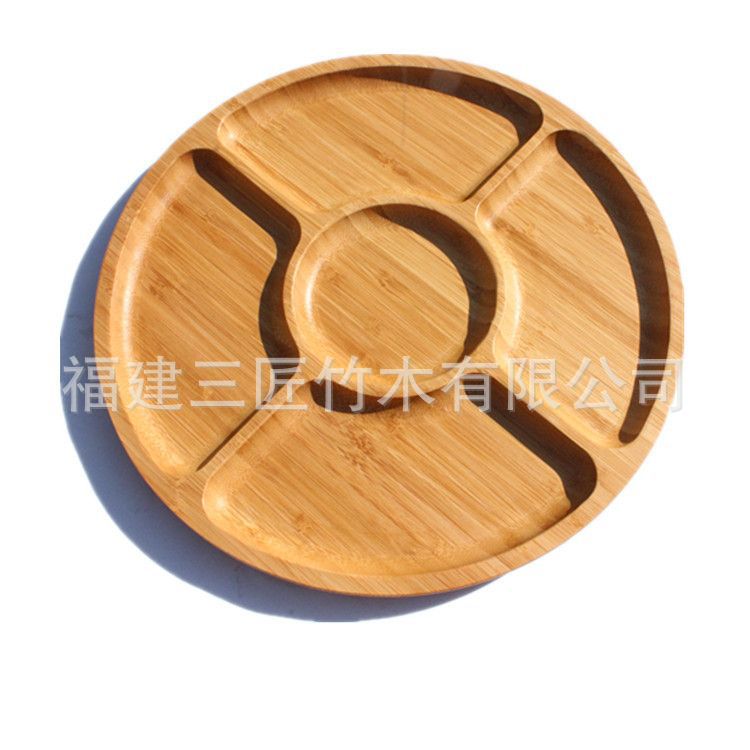 竹制果盘零食分格盘子五格水果托盘点心托盘派对晚餐盘子糖果托盘