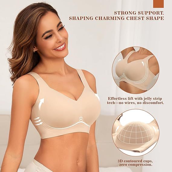 Amazon bestseller Xcutting cross-border European and American export women's large-sized, thin-cup, frameless bra comfort underwear Specification image