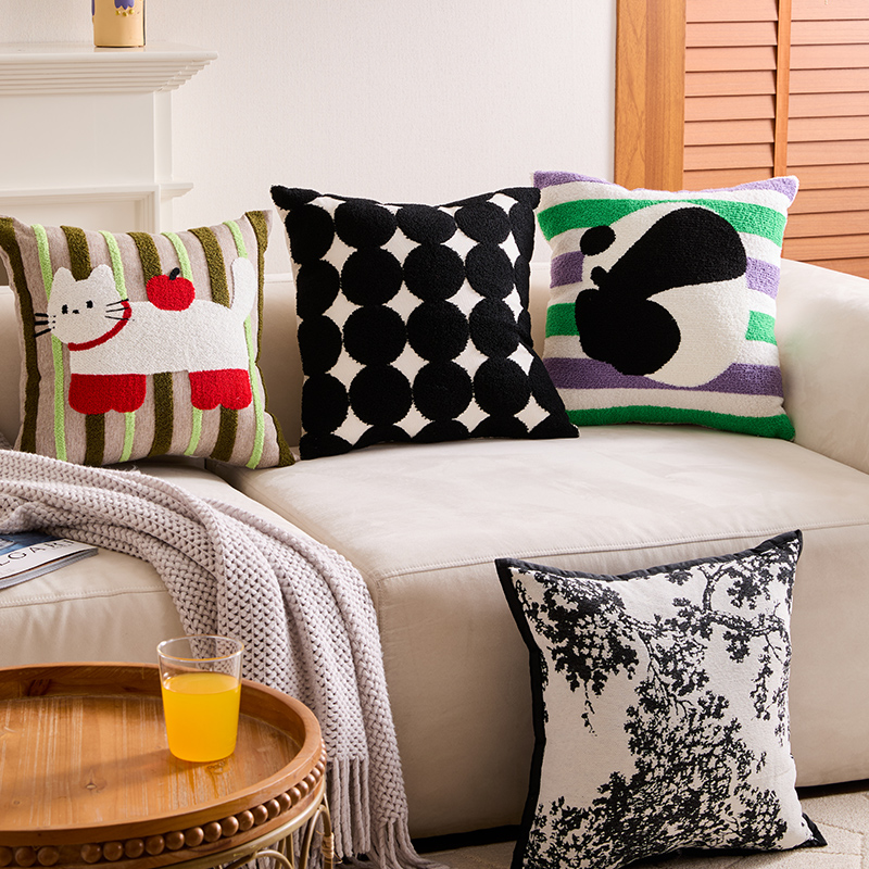 Cartoon dopamine throw pillow, Apple living room sofa cushion, square headrest, cute core-filled pillow cover details Picture