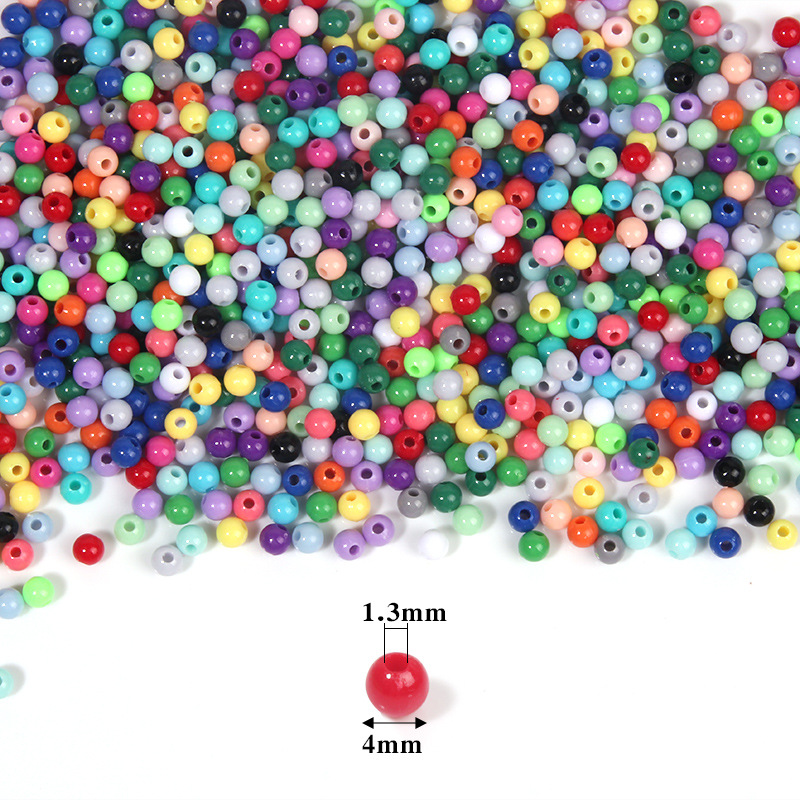 4mm亚克力塑料实色圆珠diy手工串珠手链首饰材料配件配饰散珠批发细节图