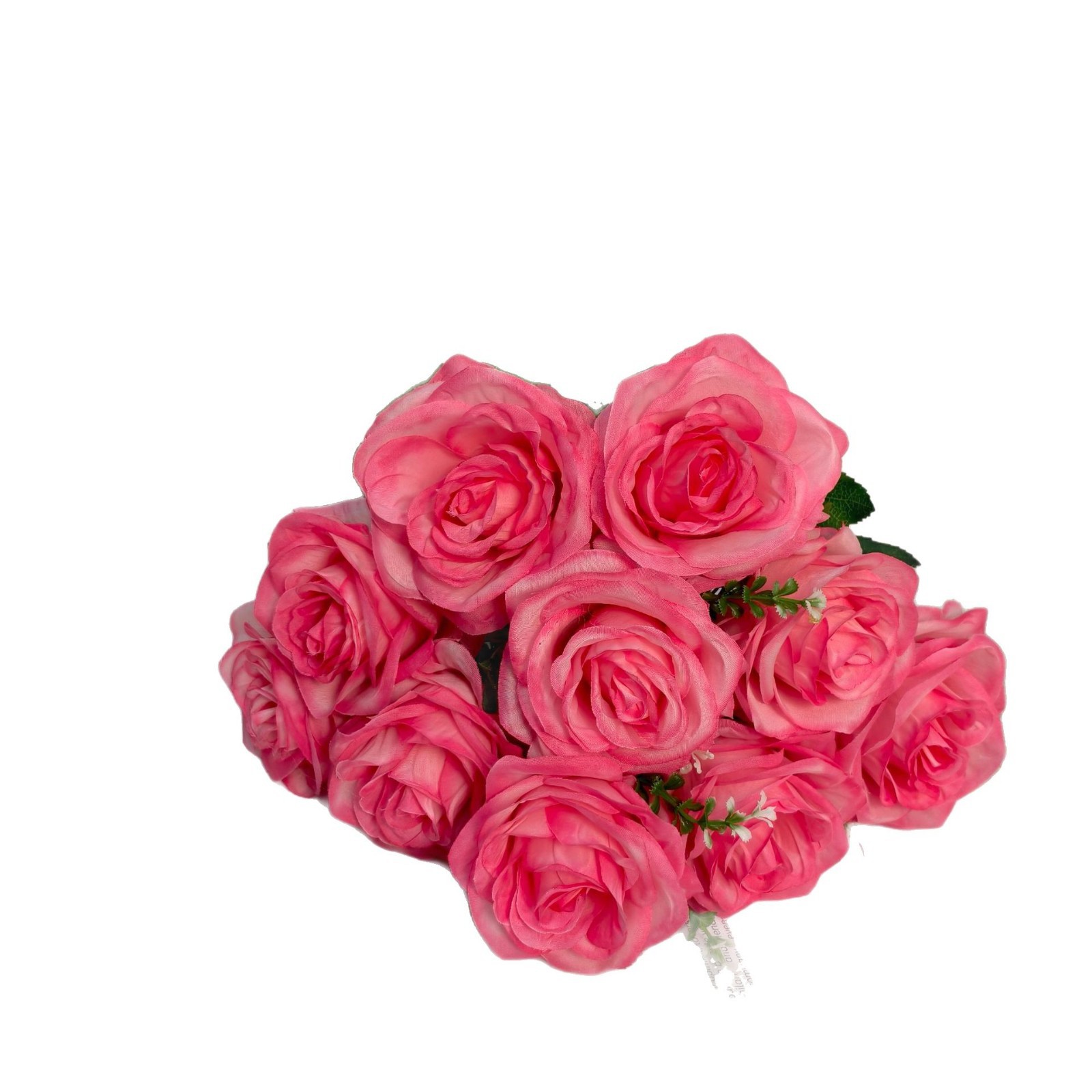 厂家批发10头玫瑰仿真花婚庆婚礼堂装饰玫瑰花假花外贸跨境西洋玫白底实物图