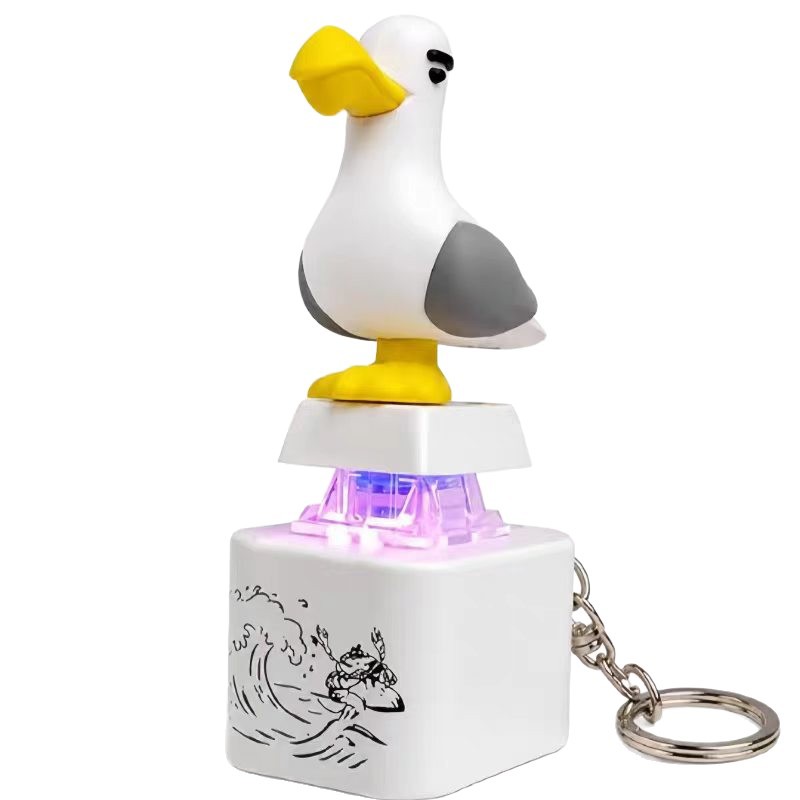 Cross-border mine Seagull voice button illuminated electronic pendant, stress-relieving bird sound Little duck creative keychain Item Picture