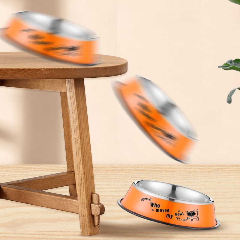 Pet supplies: Colored bowls, decals, stainless steel dog bowls, dog bowls, cat bowls, colored feeding bowls, pet bowls Specification image