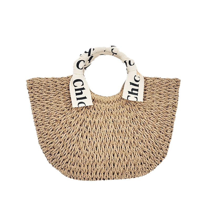 Wholesale of vintage straw woven bags, round bucket bags, woven bags, straw woven letter ribbon beach bags and women's bags in stock Item Picture